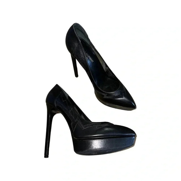 Saint Laurent Janis Flash Black Leather 105mm Pump Size 39 - Picture 11 of 11